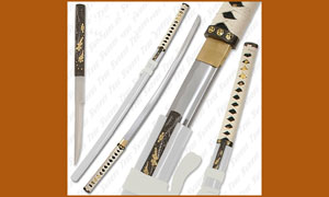 Японский меч Bushido Musashi White Zetsurin Shirasaya Sword Full Tang