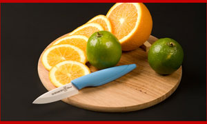 Нож для чистки овощей керамический Hatamoto Home HC070W-BLU голубая рукоять
