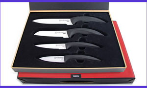 Hatamoto Premium HM08W4-A Набор из 4-х керамических ножей (75, 100, 120, 145мм)