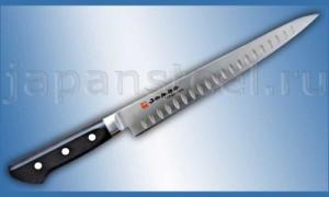 Нож кухонный Fujiwara Kanefusa FKS-28 Sujihiki 240 Molybdenum Vanadium с проточкой