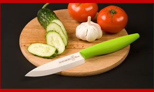 Нож универсальный керамический Hatamoto Home HC110W-GRN зеленая рукоять