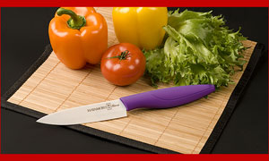 Нож универсальный керамический Hatamoto Home HC110W-PUR фиолетовая рукоять