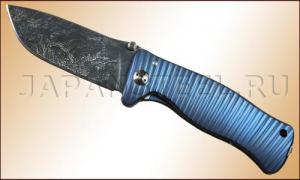 Нож складной Lion Steel SR-1 Titanium Blue Raskind Regrind