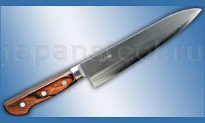 Нож кухонный Sanetu Aogami Super Chef 210 Blue Sleel Brown Pakka Wood