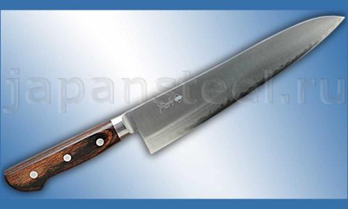 Нож кухонный Sanetu Aogami Super Chef 240 Blue Sleel Brown Pakka Wood ― Интернет-магазин уникальных ножей и мечей